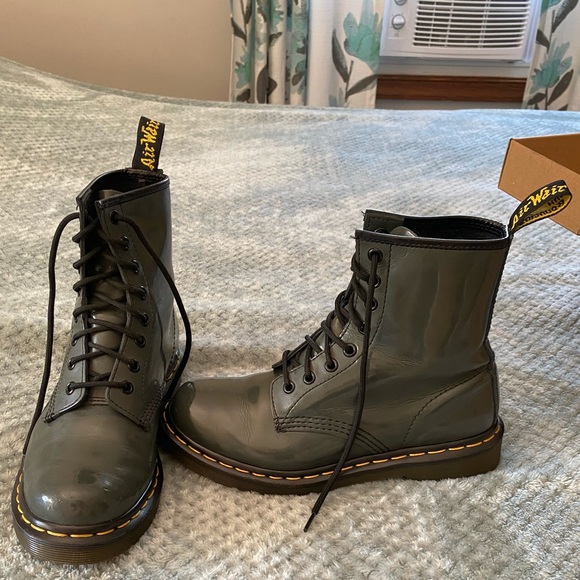 grey patent dr martens